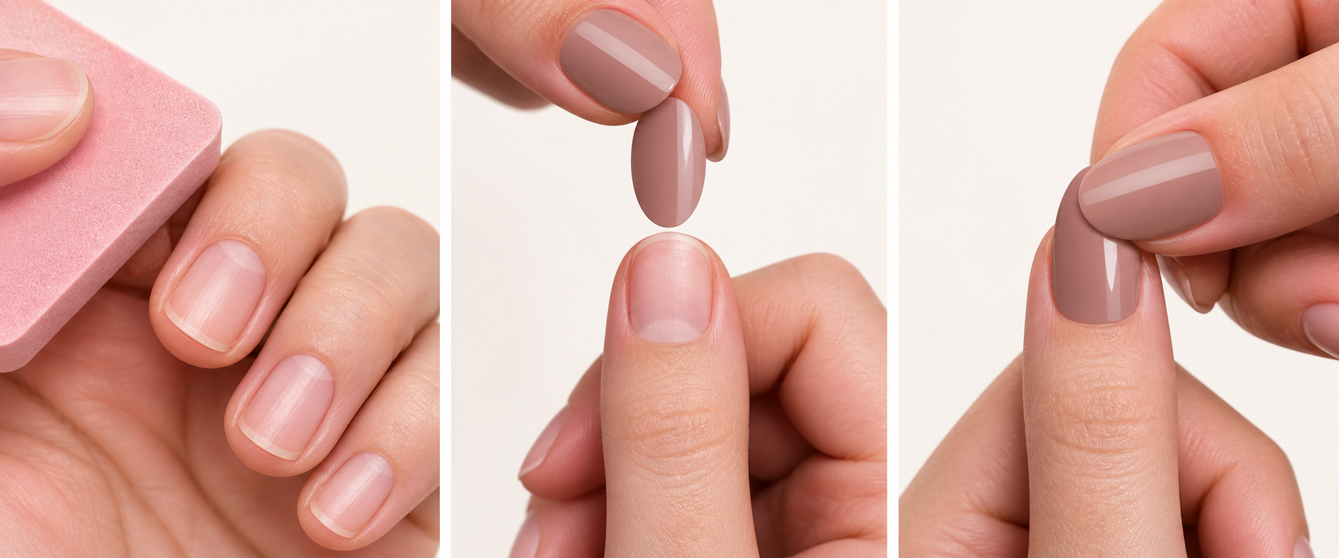 Application steps using Grounded nails: prepare, select a size and press into place